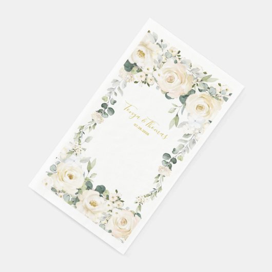 White Peony Epiphany Wedding Serviette (Ecke)