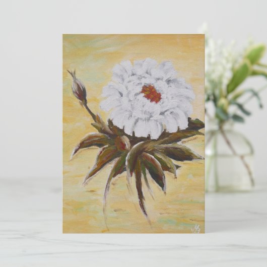 White Peony Feiertagskarte (Stehend Vorderseite)