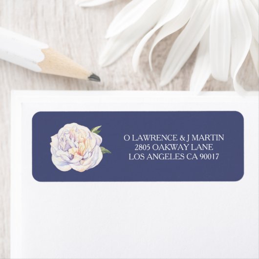 White Peony Floral Bloom Blue (Insitu)