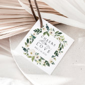 White Peony Floral Frame "Cheers to Liebe" Hochzei Geschenkanhänger