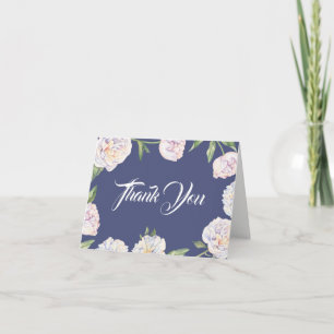 White Peony Floral Spring Danke Karte