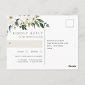 White Peony Floral Wedding Meal Choice UAWG Postkarte (Rückseite)