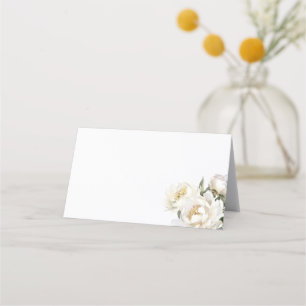 White Peony Floral Wedding Platzkarte