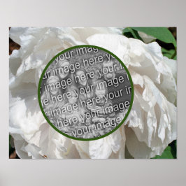 White Peony Flower Frame Create Your Own Photo  Poster