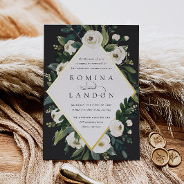 White Peony | Geometrisches Blumenzildchen Folieneinladung