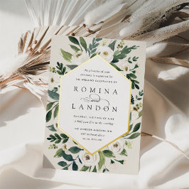 White Peony | Geometrisches Blumenzildchen Folieneinladung