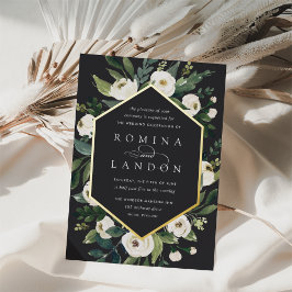 White Peony | Geometrisches Blumenzildchen Folieneinladung