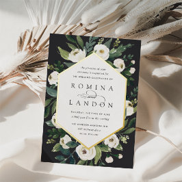 White Peony | Geometrisches Blumenzildchen Folieneinladung