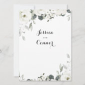 White Peony Greenerity Einladung zur Hochzeit (Rückseite)