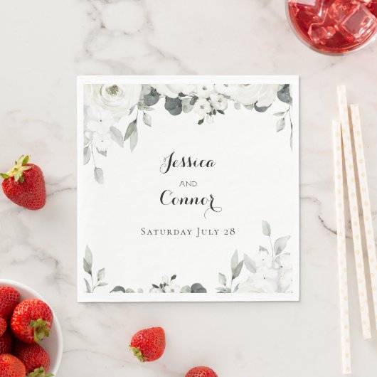 White Peony Greenery Luncheon 7 Inch Serviette (Beispiel)