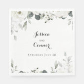 White Peony Greenery Luncheon 7 Inch Serviette (Vorderseite)