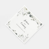 White Peony Greenery Luncheon 7 Inch Serviette (Ecke)