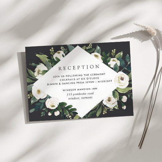 White Peony | Hochzeitsempfang für Wasserfarben Begleitkarte