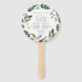 White Peony | Hochzeitsprogramm für Wasserfarben Fächer (Rückseite)