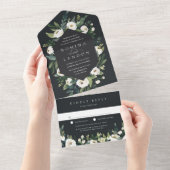 White Peony | Hochzeitswasser für Wasserfarben All In One Einladung (Abreißen)