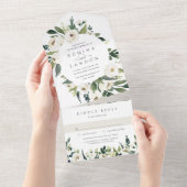White Peony | Hochzeitswasser für Wasserfarben All In One Einladung (Abreißen)
