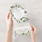 White Peony | Hochzeitswasser für Wasserfarben All In One Einladung (Abreißen)
