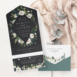 White Peony | Hochzeitswasser für Wasserfarben All In One Einladung