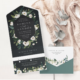 White Peony | Hochzeitswasser für Wasserfarben All In One Einladung