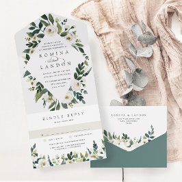 White Peony | Hochzeitswasser für Wasserfarben All In One Einladung