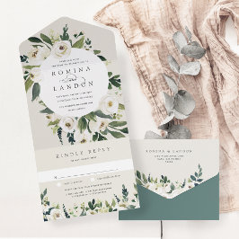 White Peony | Hochzeitswasser für Wasserfarben All In One Einladung