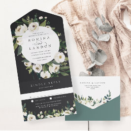 White Peony | Hochzeitswasser für Wasserfarben All In One Einladung