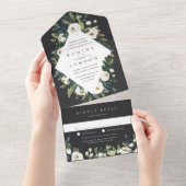 White Peony | Hochzeitswasser für Wasserfarben All In One Einladung (Abreißen)