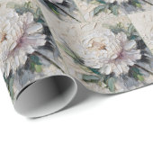 White Peony Impasto Art Geschenkpapier (Rolleneckpunkt)