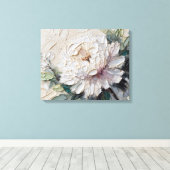 White Peony Impasto Art Leinwanddruck (Insitu (Holzboden))