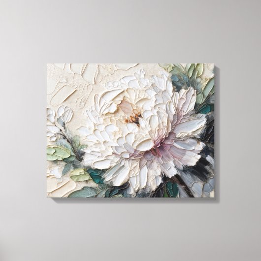 White Peony Impasto Art Leinwanddruck (Vorderseite)