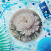 White Peony Impasto Art Pappteller (Party)