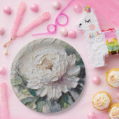 White Peony Impasto Art Pappteller (Party)