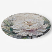 White Peony Impasto Art Pappteller (Schrägansicht)
