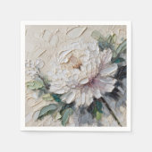 White Peony Impasto Art Serviette (Vorderseite)
