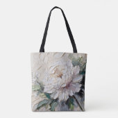 White Peony Impasto Art Tasche (Rückseite)