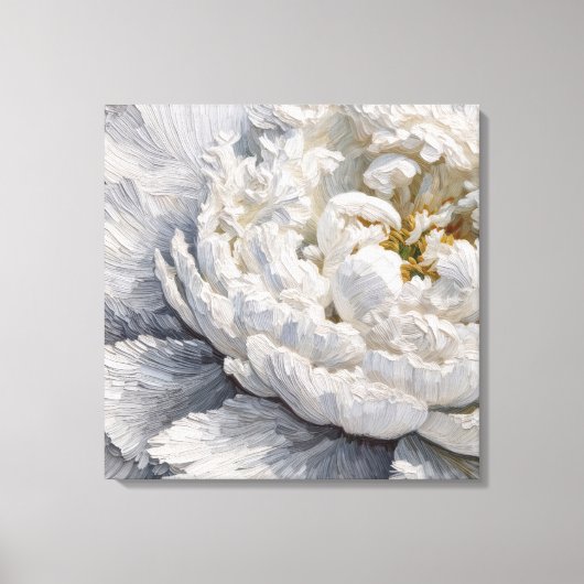 White Peony Impasto Malerei Leinwanddruck (Vorderseite)