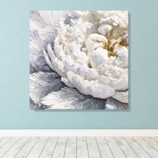 White Peony Impasto Malerei Leinwanddruck (Insitu (Holzboden))