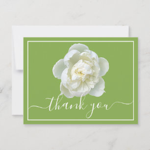 White Peony Lime Green Hintergrund Danke Postkarte