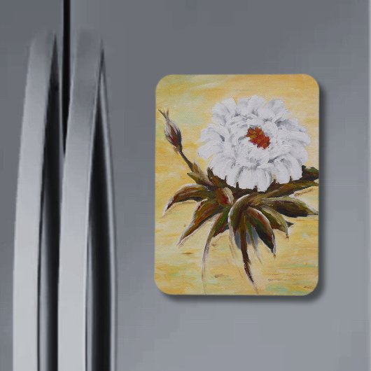 White Peony Magnet