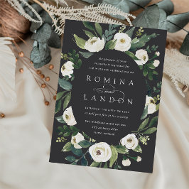 White Peony | Oval Frame Floral Wedding Einladung