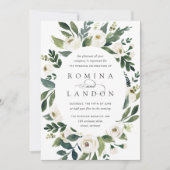 White Peony | Oval Frame Floral Wedding Einladung (Vorderseite)