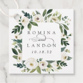 White Peony | Personalisierte Blumenzarge Geschenkanhänger (Vorderseite)