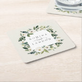 White Peony | Personalisierte Blumenzarge Rechteckiger Pappuntersetzer (angewinkelt)