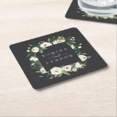 White Peony | Personalisierte Blumenzarge Rechteckiger Pappuntersetzer (angewinkelt)