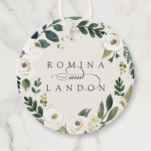 White Peony | Personalisierte Blumenzeremonie Geschenkanhänger (Vorderseite)