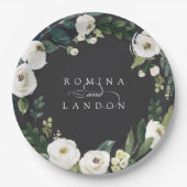 White Peony | Personalisierte Blumenzeremonie Pappteller (Vorderseite)