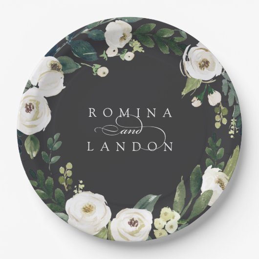 White Peony | Personalisierte Blumenzeremonie Pappteller (Vorderseite)