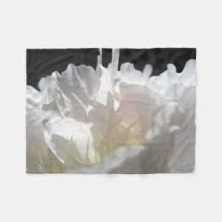 White Peony Petals Silhouette Fleecedecke