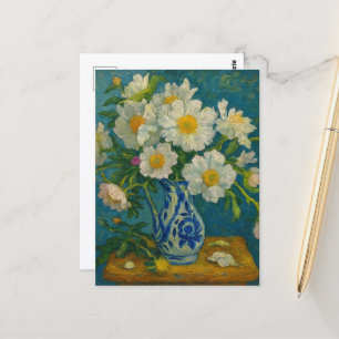White Peony Postcard Postkarte