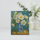 White Peony Postcard Postkarte (Stehend Vorderseite)